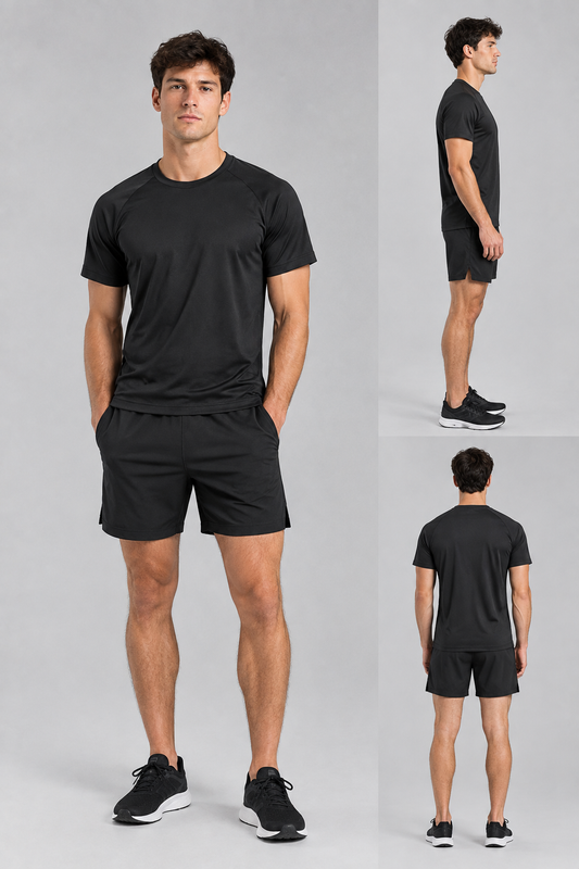 Promo 4x3, Combo de  hombre ( remera, short, pantalon Negro)