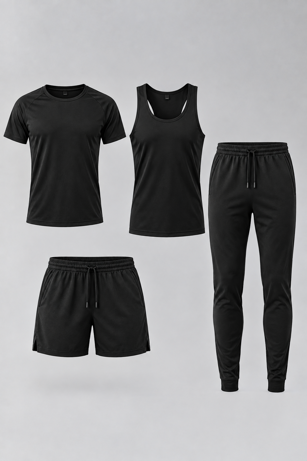 Promo 4x3, Combo de  hombre ( remera, short, pantalon Negro)