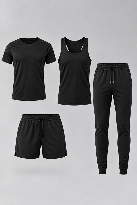 Promo 4x3, Combo de  hombre ( remera, short, pantalon Negro)