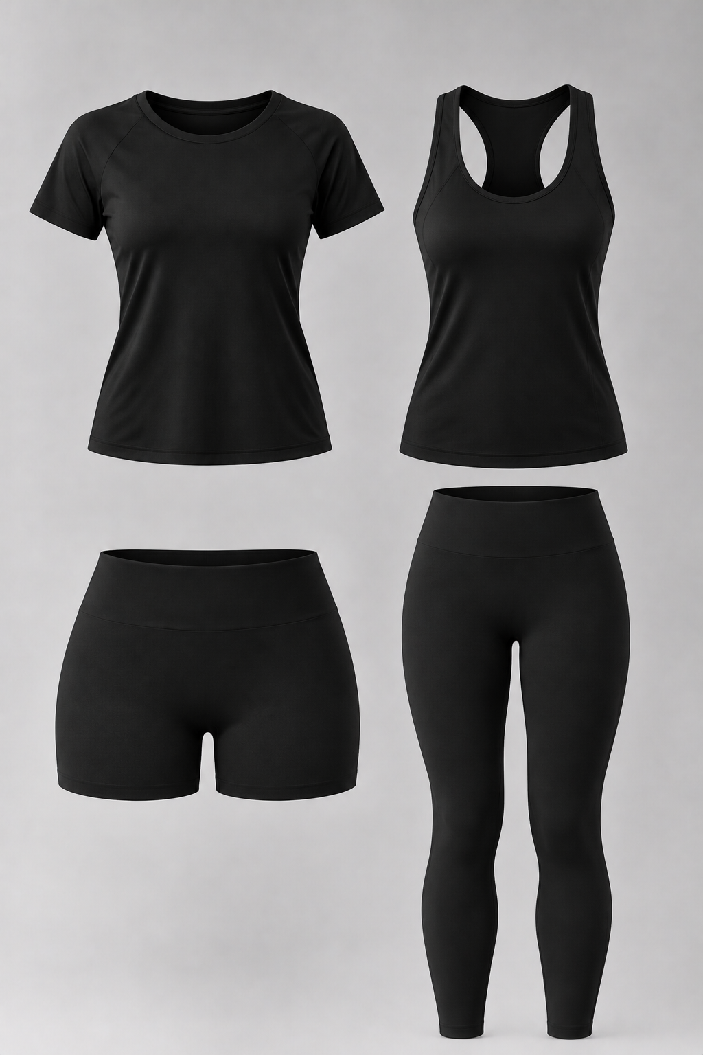 Promo 4x3 Combo Mujer (Remera+musculosa+short+calza negra)