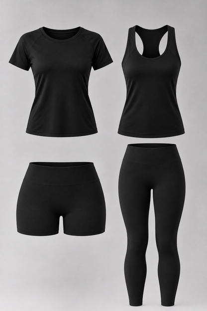 Promo 4x3 Combo Mujer (Remera+musculosa+short+calza negra)